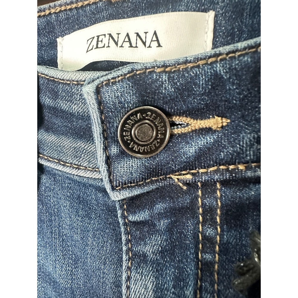 Zenana Women Dark Wash Distressed High Rise Skinny Jeans DTP-1780DD Size 29 - Picture 6 of 7